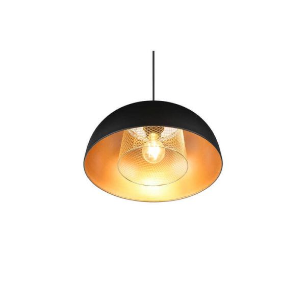 Plafonnier suspension noir et or Punch 1xE27 40W détail intérieur