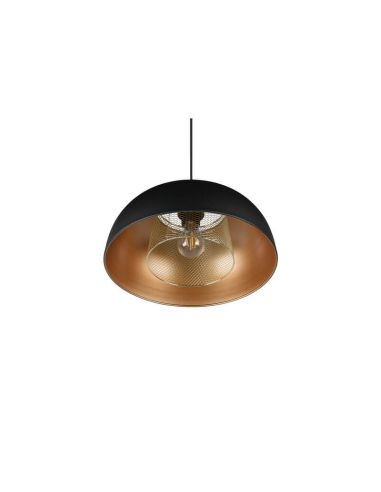 Lámpara de techo colgante negro y dorado Punch 1xE27 40W detalle interior sin luz