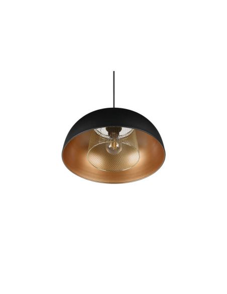 Lámpara de techo colgante negro y dorado Punch 1xE27 40W detalle interior sin luz