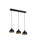 Lámpara de techo colgante metálico negro y dorado 3 Luces E27 40W Punch apagado