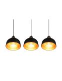 Lámpara de techo colgante metálico negro y dorado 3 Luces E27 40W Punch detalle interior