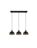Lámpara de techo colgante metálico negro y dorado 3 Luces E27 40W Punch sin luz