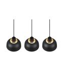 Lámpara de techo colgante metálico negro y dorado 3 Luces E27 40W Punch detalle tulipa