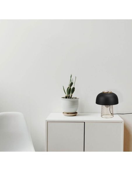 Lámpara de sobremesa metálica negra rejilla 1xE27 25W Punch ambiente