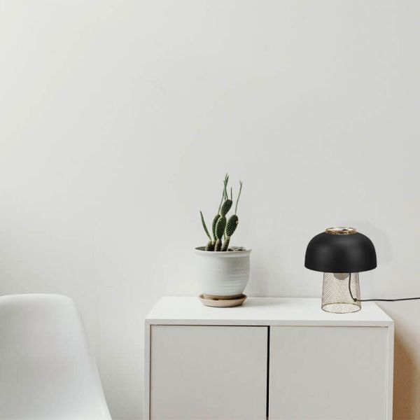 Lámpara de sobremesa metálica negra rejilla 1xE27 25W Punch ambiente