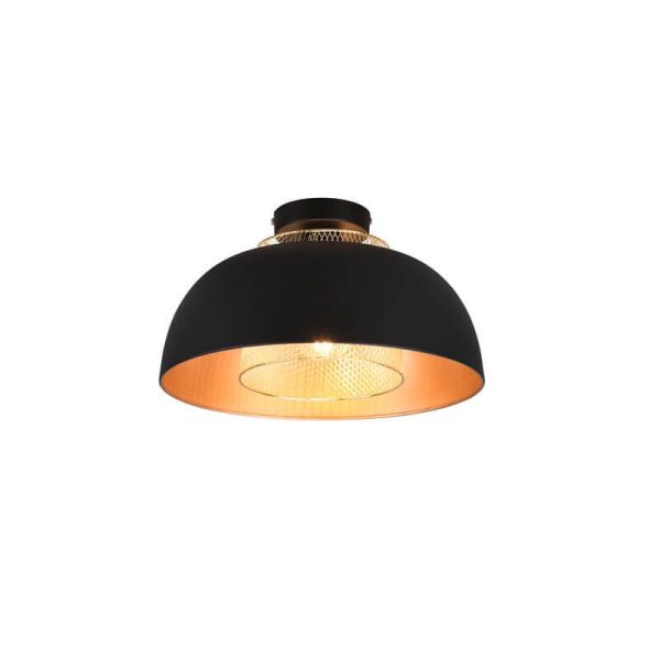 Plafón de techo metálico negro y dorado Punch 1xE27 40W