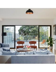 Candeeiro de teto em metal preto e dourado Punch 1xE27 40W 2