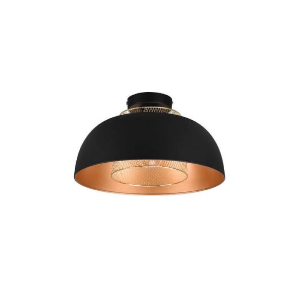 Candeeiro de teto em metal preto e dourado Punch 1xE27 40W detalhe do abajur