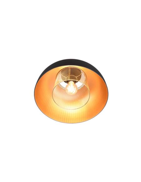 Plafón de techo metálico negro y dorado Punch 1xE27 40W detalle inferior
