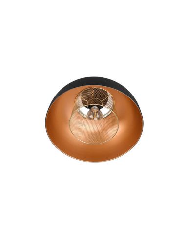 Plafón de techo metálico negro y dorado Punch 1xE27 40W detalle sin luz