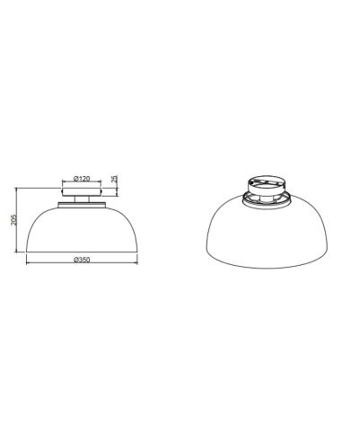 Plafón de techo metálico negro y dorado Punch 1xE27 40W medidas