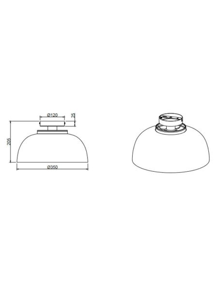 Plafón de techo metálico negro y dorado Punch 1xE27 40W medidas