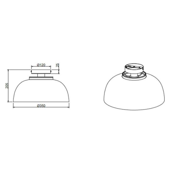 Plafón de techo metálico negro y dorado Punch 1xE27 40W medidas