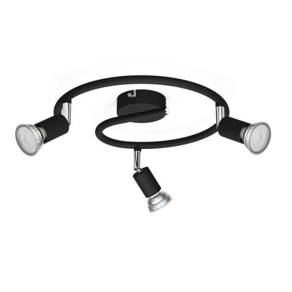 Focos en espiral Orientables Limbali negro 3 Luces GU10