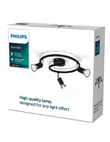 Focos en espiral Orientables Limbali negro 3 Luces GU10 caja