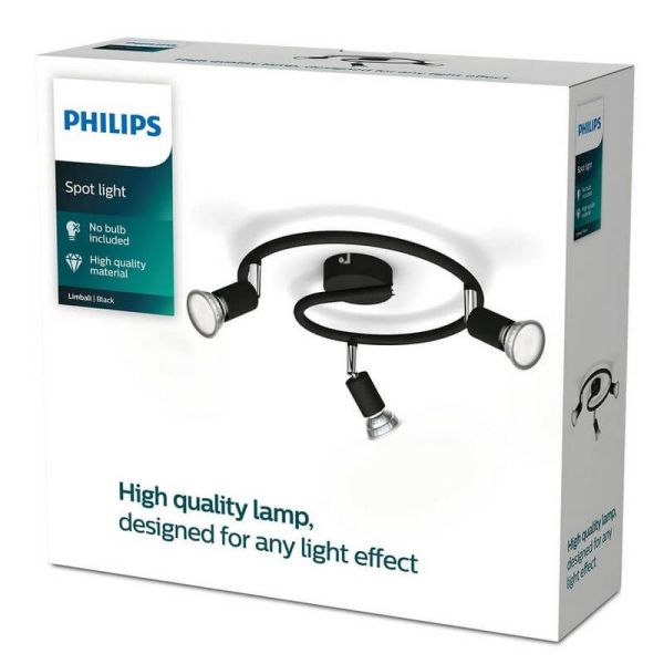 Focos en espiral Orientables Limbali negro 3 Luces GU10 caja