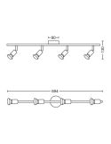 Regleta de Focos Orientables lineal Limbali negro 4 Luces GU10 medidas