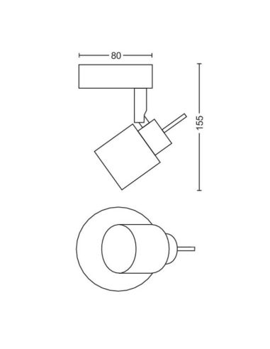 Spot rond orientable blanc Meranti 1 Lumière dimensions GU10