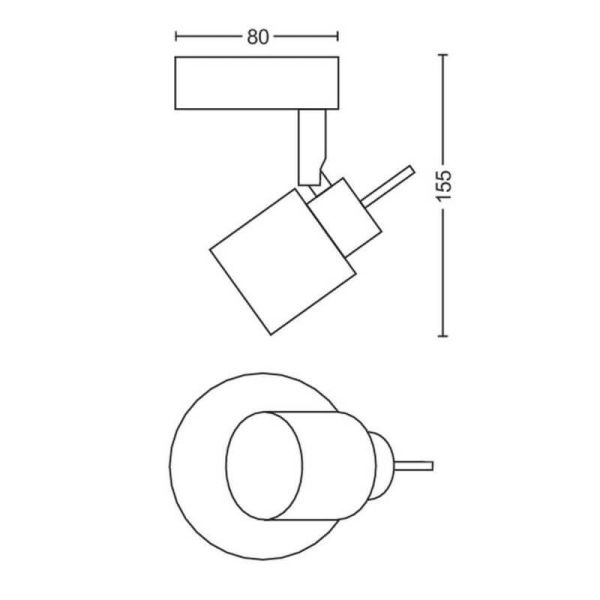 Spot rond orientable blanc Meranti 1 Lumière dimensions GU10