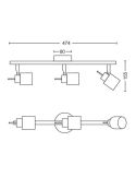 Focos redondos orientables Meranti Blanco 3 Luces GU10 medidas