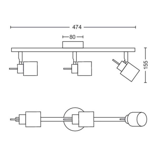 Spots ronds orientables Meranti Blanc 3 Lumières mesures GU10