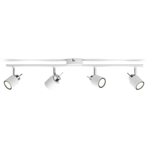 Regleta de Focos Orientables lineal Meranti blanco 4 Luces GU10