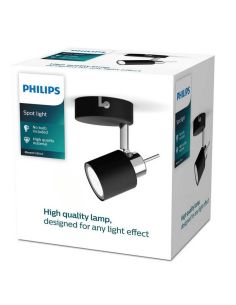 Spot rond orientable noir Meranti 1 Lumière GU10 2