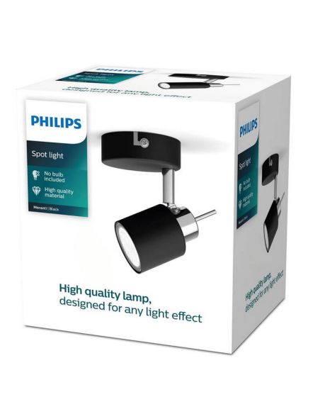 Spot rond orientable noir Meranti 1 lumière boîtier GU10