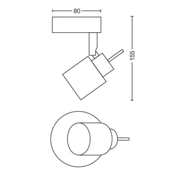 Spot rond orientable noir Meranti 1 Lumière dimensions GU10