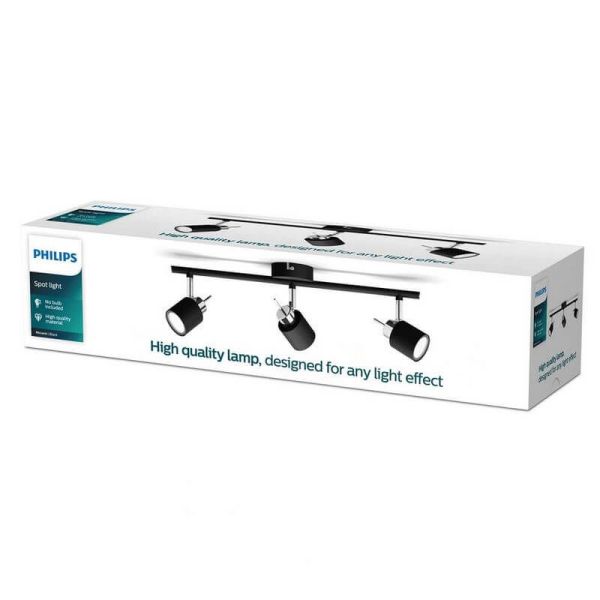 Focos redondos orientables Meranti negro 3 Luces GU10 caja