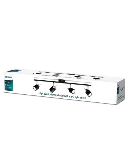 Fita de Refletor Linear Ajustável Preto Meranti 4 Luzes Caixa GU10