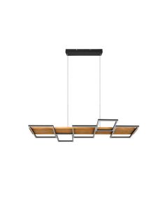 Candeeiro de teto LED Harper de madeira preta e metal | LeonLeds