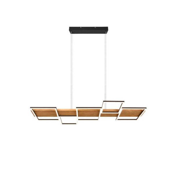 Plafonnier LED Harper en bois noir et métal