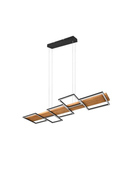 Lámpara de techo LED madera y metal Harper negro vista desde arriba vista desde abajo