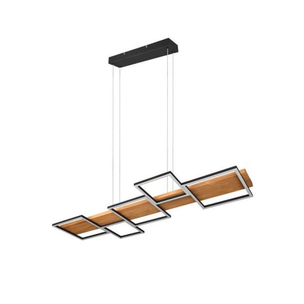 Lámpara de techo LED madera y metal Harper negro vista desde arriba vista desde abajo