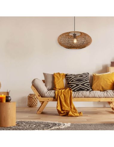 Lámpara de techo LED fibra natural Hedda foto ambiente