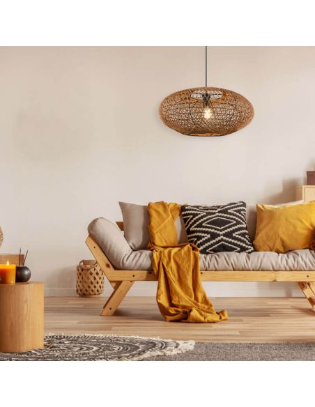 Plafonnier LED en fibre naturelle Hedda photo d'ambiance