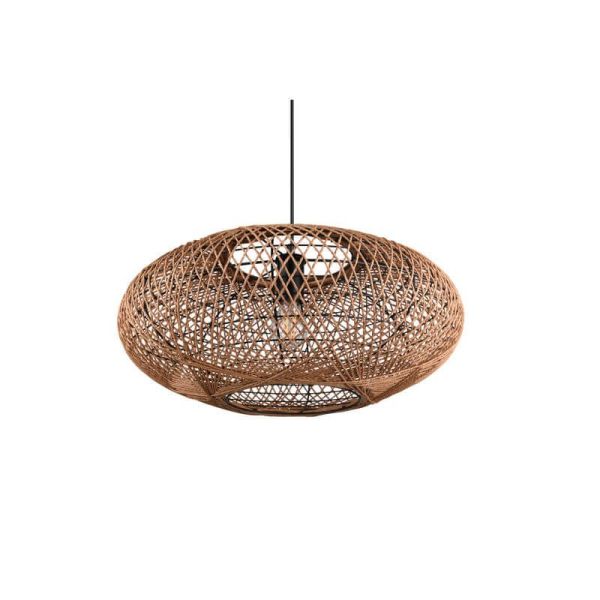 Plafonnier LED fibre naturelle Hedda éteint