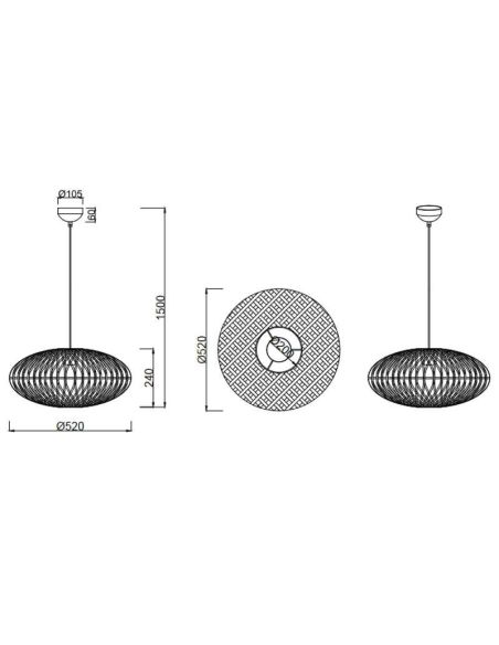 Lámpara de techo LED fibra natural Hedda medidas y detalles