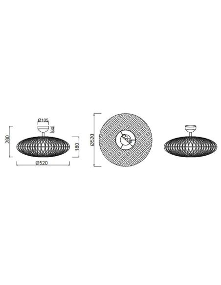 Plafón de techo LED fibra natural Hedda medidas producto