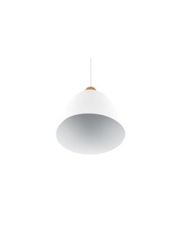 Lámpara de techo LED metal y madera blanca Jagger vista desde abajo apagada
