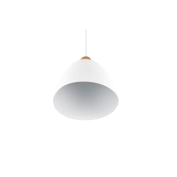 Lámpara de techo LED metal y madera blanca Jagger vista desde abajo apagada