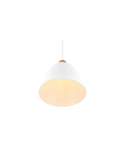 Lámpara de techo LED metal y madera blanca Jagger vista desde abajo encendida