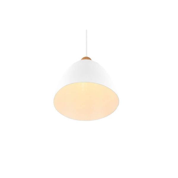 Lámpara de techo LED metal y madera blanca Jagger vista desde abajo encendida