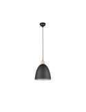 Lámpara de techo LED metal y madera Jagger negra encendida  apagada