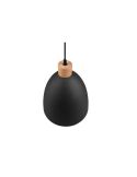 Lámpara de techo LED metal y madera Jagger negra encendida  vista desde arriba