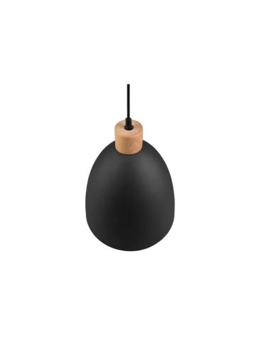 Lámpara de techo LED metal y madera Jagger negra encendida  vista desde arriba