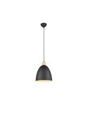 Lámpara de techo LED metal y madera Jagger negra encendida | LeonLeds