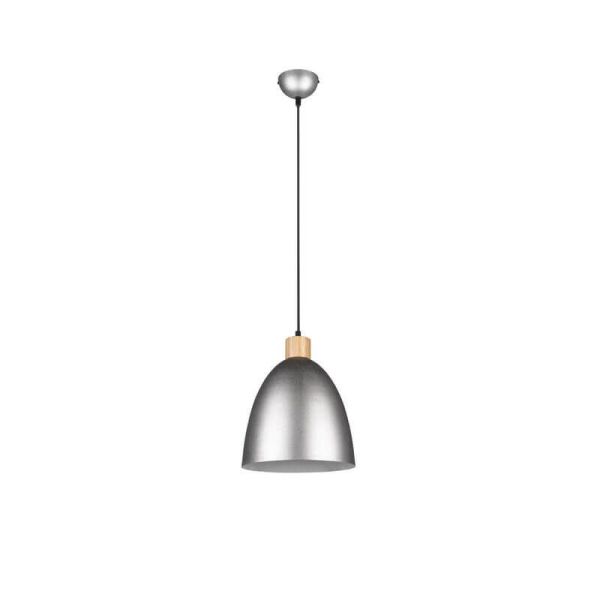 Lámpara de techo LED metal y madera Jagger titanio apagada