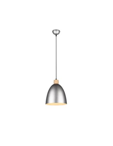 Lámpara de techo LED metal y madera Jagger titanio encendida
